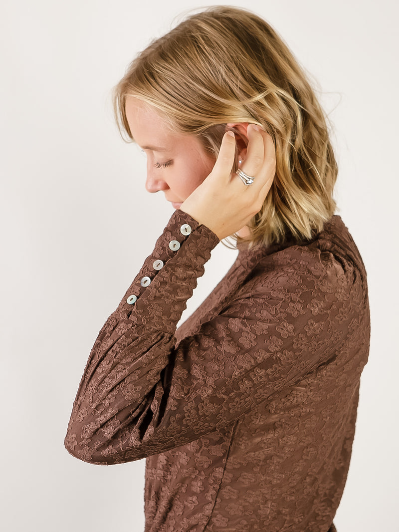 Chocolate Brown Lace Long Sleeve Top