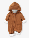 Brown Waffle Jumpsuit with Lined Hood