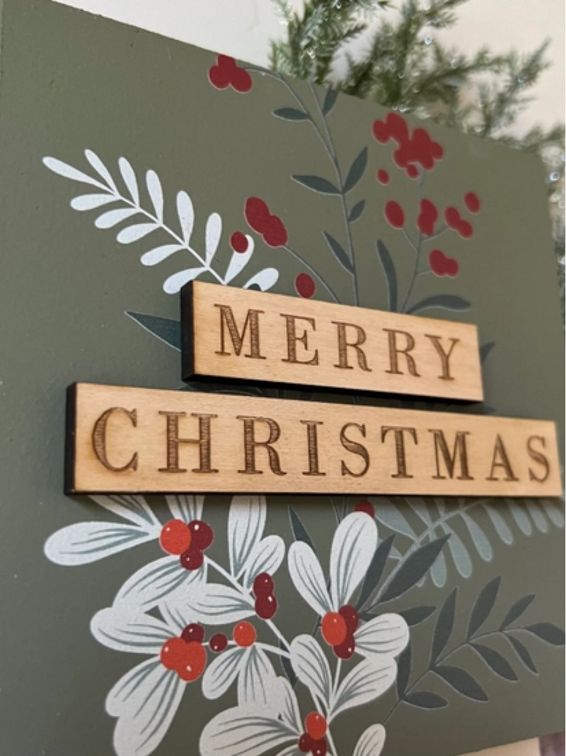 Merry Christmas Green Tray Sign