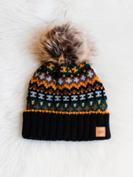 Black Multicolored Patterned Hat