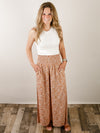 Caramel and White Printed Boho Pants