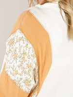 Apricot Ditsy Floral Color Block Tee