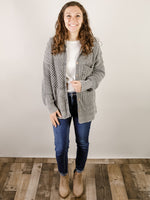 Charcoal Cable Knit Sweater Shacket