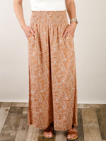 Caramel and White Printed Boho Pants