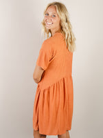 Pumpkin Swiss Dot Short Sleeve Dress