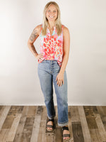 Bright Print Mandarin Collar Tank