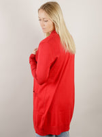 Red Long Sleeve Basic Sweater Cardigan