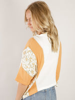 Apricot Ditsy Floral Color Block Tee