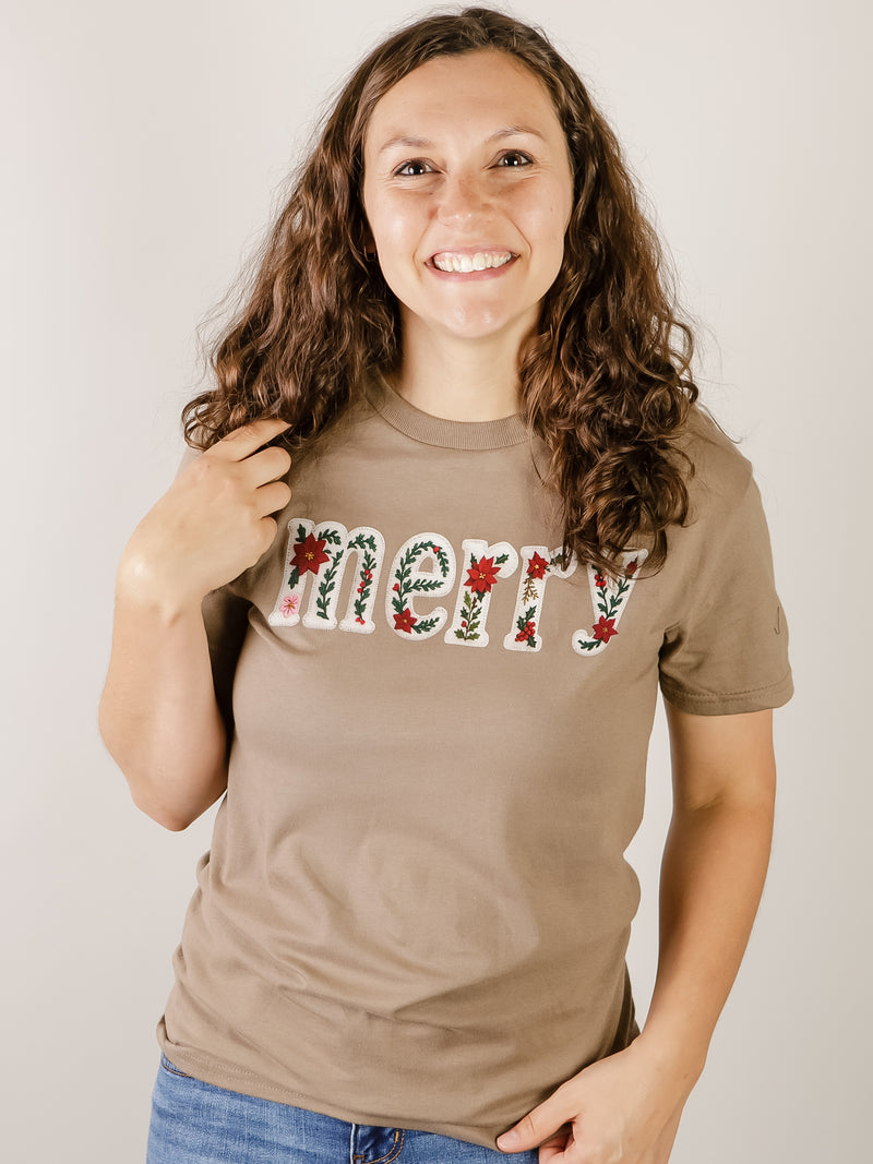 Tan Merry Graphic Tee