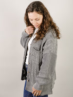 Charcoal Cable Knit Sweater Shacket