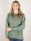 Pine with Ivory Stitching Crewneck