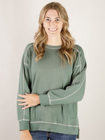 Pine with Ivory Stitching Crewneck