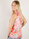 Bright Print Mandarin Collar Tank