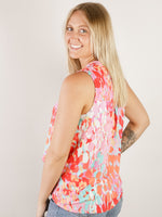 Bright Print Mandarin Collar Tank