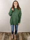 Dark Green Melange Pocket High Low Sweater