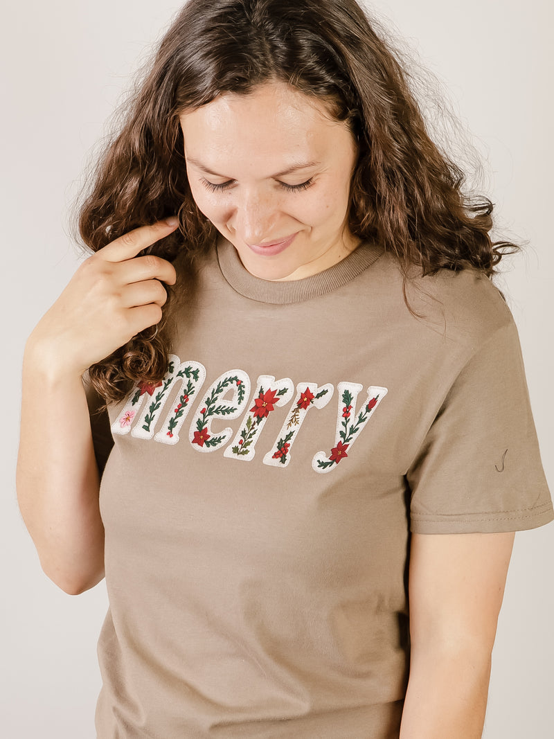 Tan Merry Graphic Tee