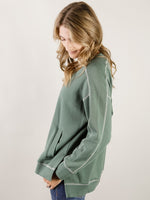 Pine with Ivory Stitching Crewneck