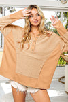 Taupe Long Sleeve Top with Kangaroo Pocket (Online Exclusive)