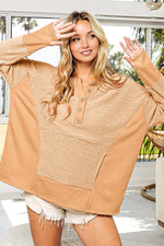 Taupe Long Sleeve Top with Kangaroo Pocket (Online Exclusive)