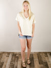 Oatmeal Jacquard V-Neck Tee