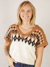 Fair Isle V-Neck Short Sleeve Sweater Vest