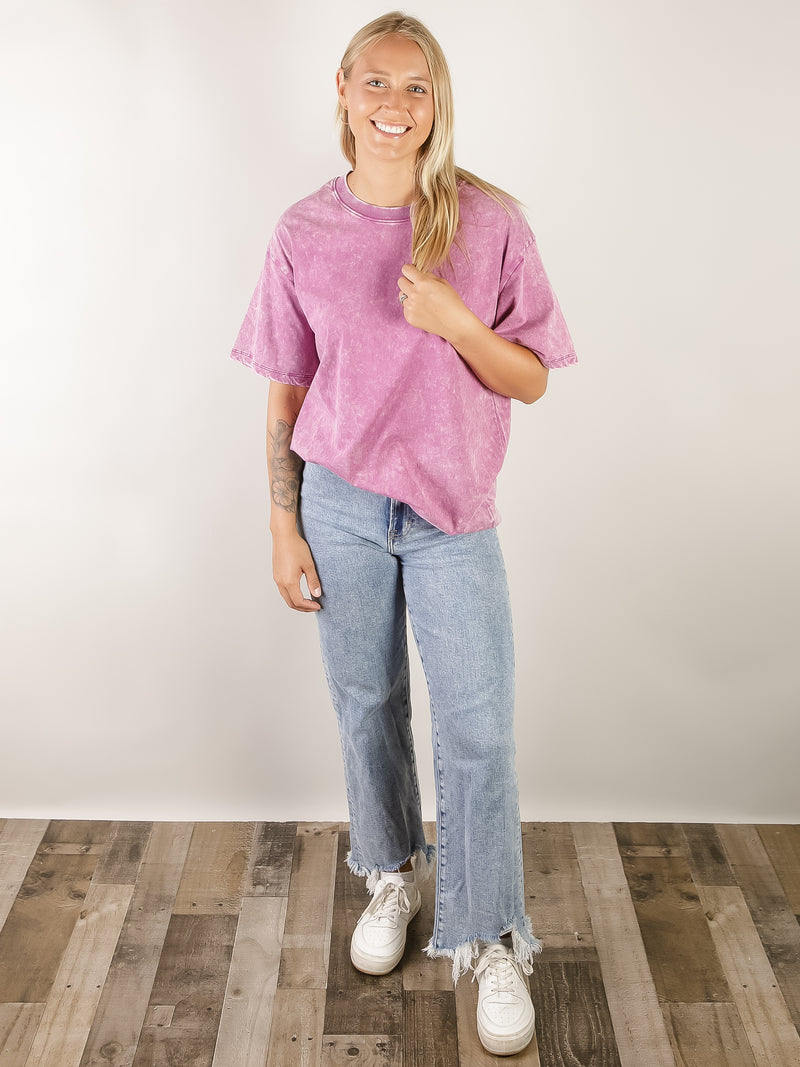 Light Plum Vintage Washed Oversized Tee
