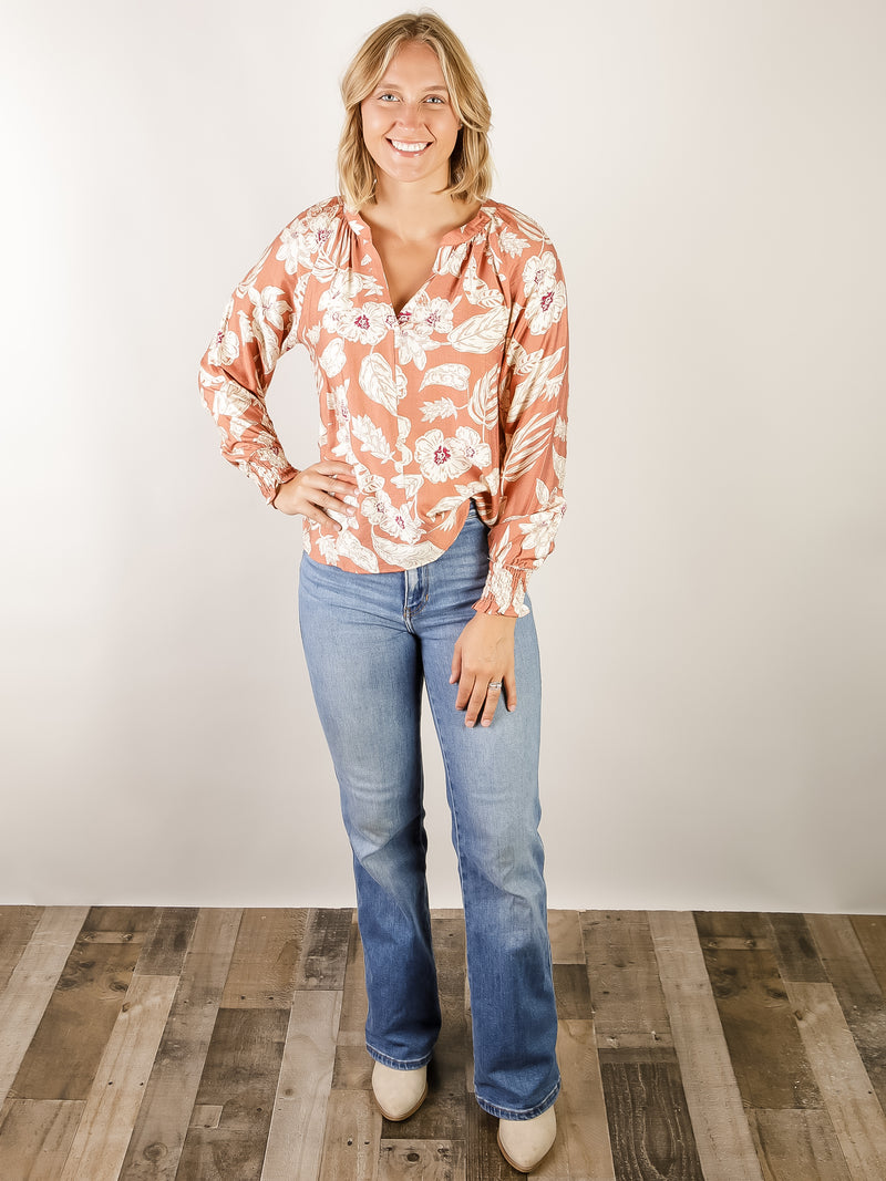 Mauve Large Floral Print Blouse