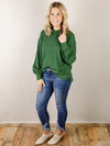 Solid Ribbed Green Crewneck