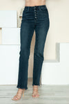 Judy Blue Button Fly Hem Destroy Straight Jeans (Online Exclusive)