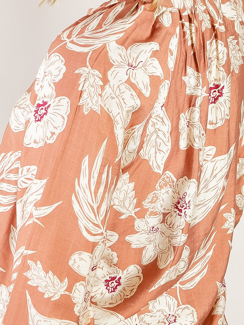 Mauve Large Floral Print Blouse