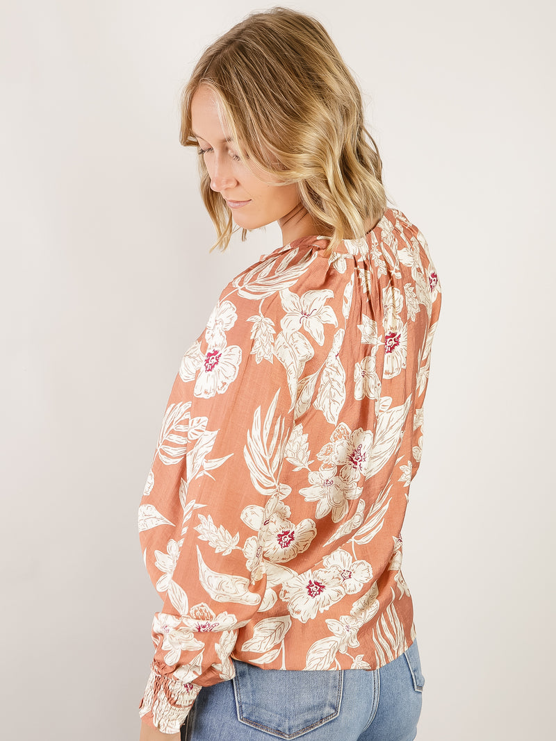 Mauve Large Floral Print Blouse