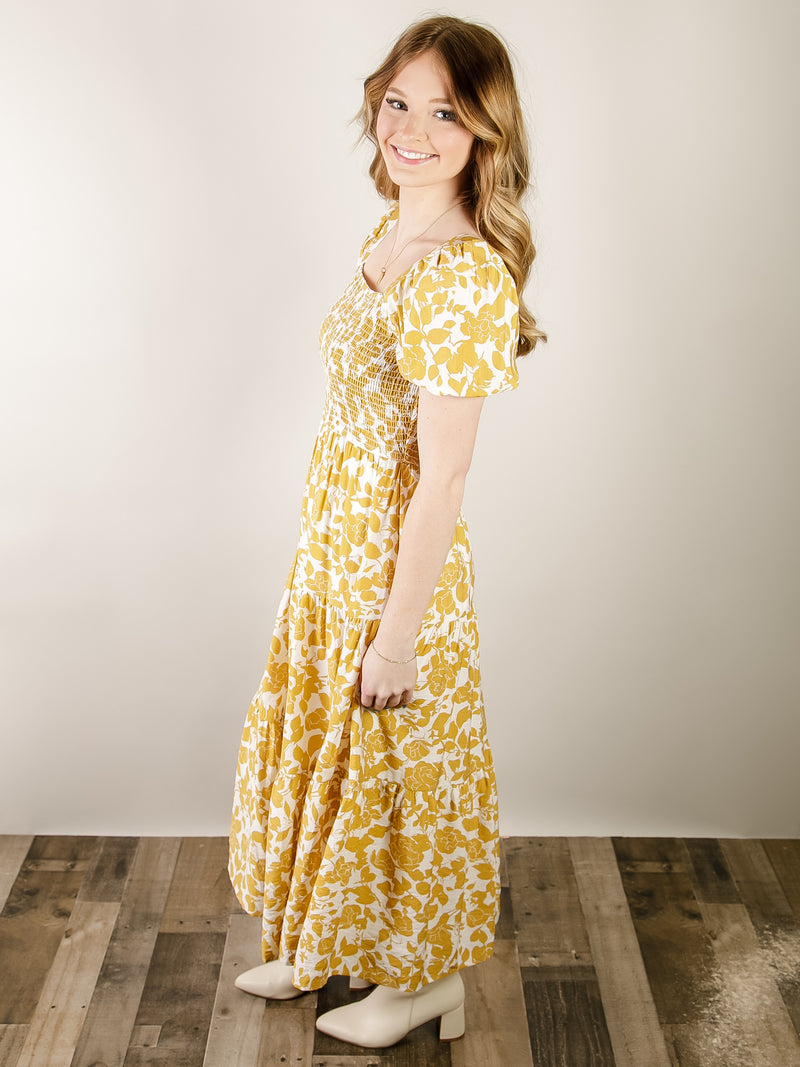 mustard yellow floral maxi dress Magdalen Yellow Floral Maxi Dress