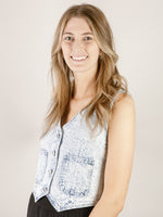 Washed Denim Printed Vest