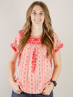 Red Embroidered Blouse