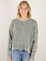 Jade Washed Ribbed Sweater