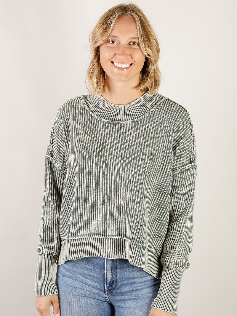 Jade Washed Ribbed Sweater