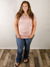 Curvy Dusty Pink Short Sleeve V-Neck Tee