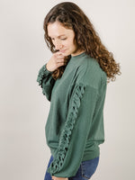 Hunter Green Ruffled Sleeve Knit Top