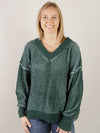 Hunter Green Two-Toned V-Neck Sweater