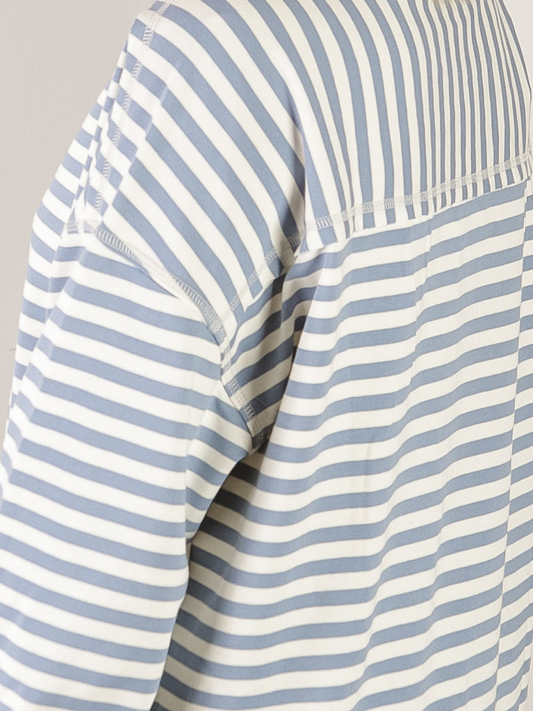 Denim and Cream Striped Long Sleeve Top