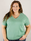 Sage V-Neck Short Sleeve Sweater