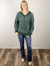 Hunter Green Two-Toned V-Neck Sweater