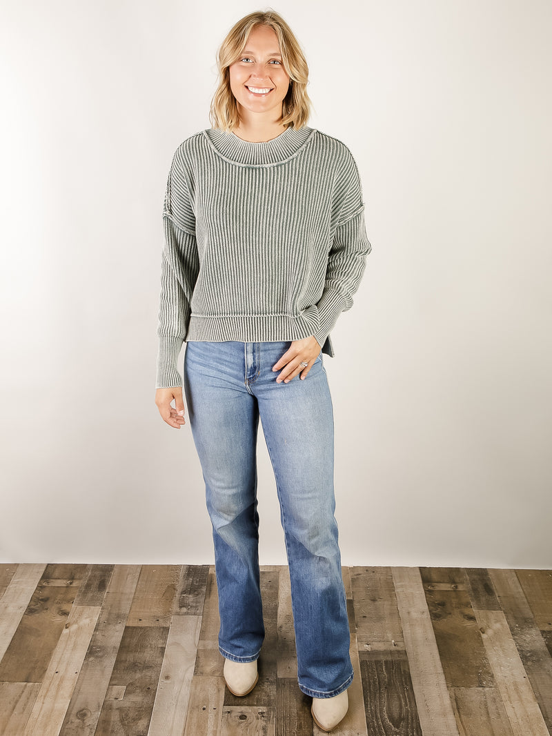 Jade Washed Ribbed Sweater