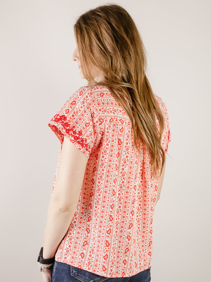 Red Embroidered Blouse