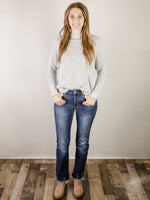 Heather Grey Mini Waffle Mock Neck Sweater