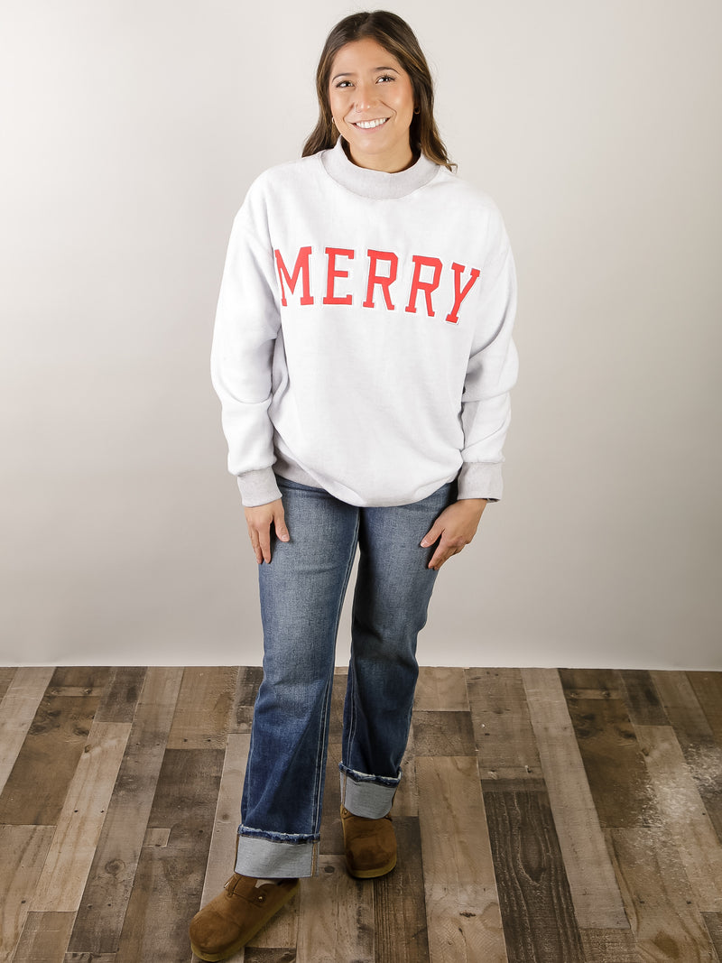 Merry Embroidered Inside Out Sweatshirt
