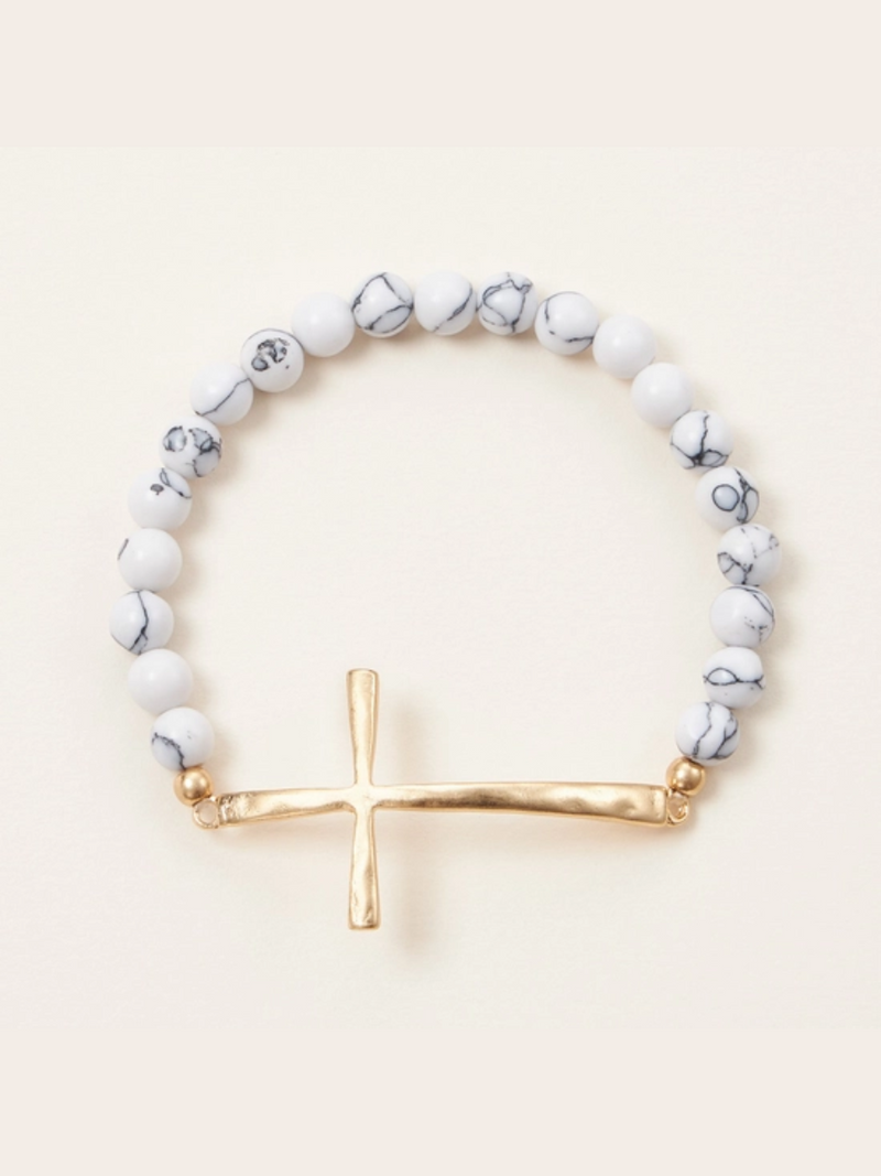 Cross Stone Beaded Bracelet