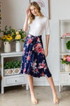Navy Floral Wrap Ruffled Skirt (Online Exclusive)