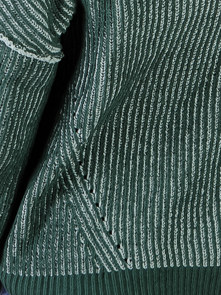 Hunter Green Two-Toned V-Neck Sweater