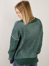 Hunter Green Two-Toned V-Neck Sweater